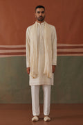 Nivan - Ivory Embroidered Kurta Trouser Set With Dupatta