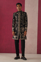 Sukrit - Black Sherwani with Cutdana and Zari work