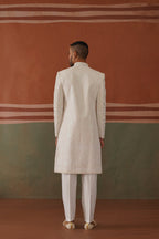 Zafar - Real Mirror Work Sherwani Set Pearl White