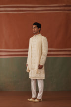 Shayan - Real Mirror Work Sherwani Set in Cream