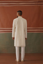 Nivan - Ivory Embroidered Kurta Trouser Set With Dupatta
