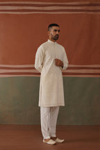 Nivan - Ivory Embroidered Kurta Trouser Set With Dupatta