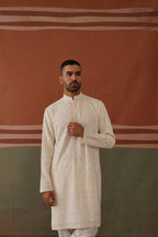 Nivan - Ivory Embroidered Kurta Trouser Set With Dupatta