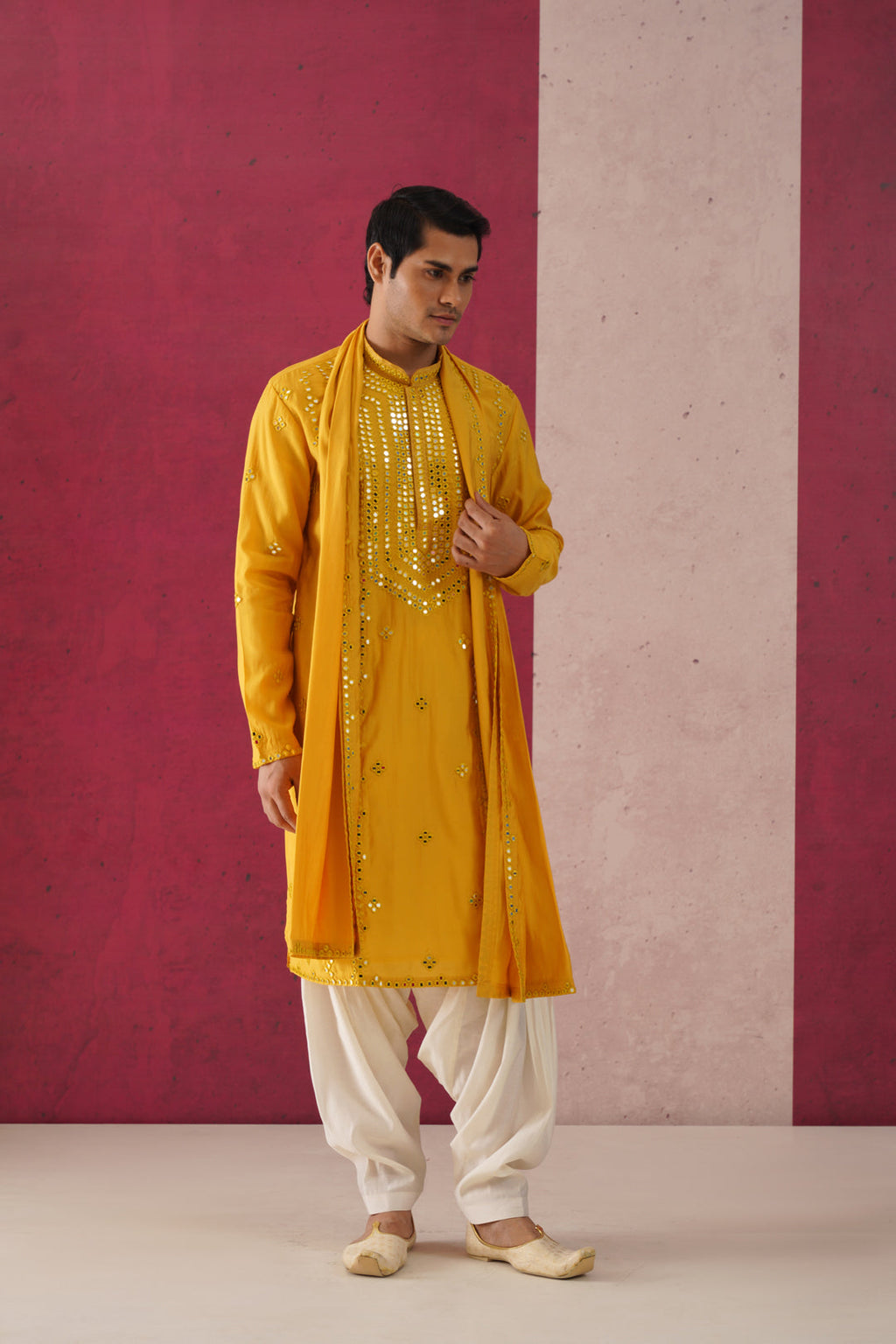 Palash-Mirror Work Patiyala Kurta Set