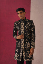 Sukrit - Black Sherwani with Cutdana and Zari work