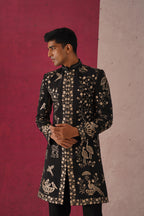 Sukrit - Black Sherwani with Cutdana and Zari work