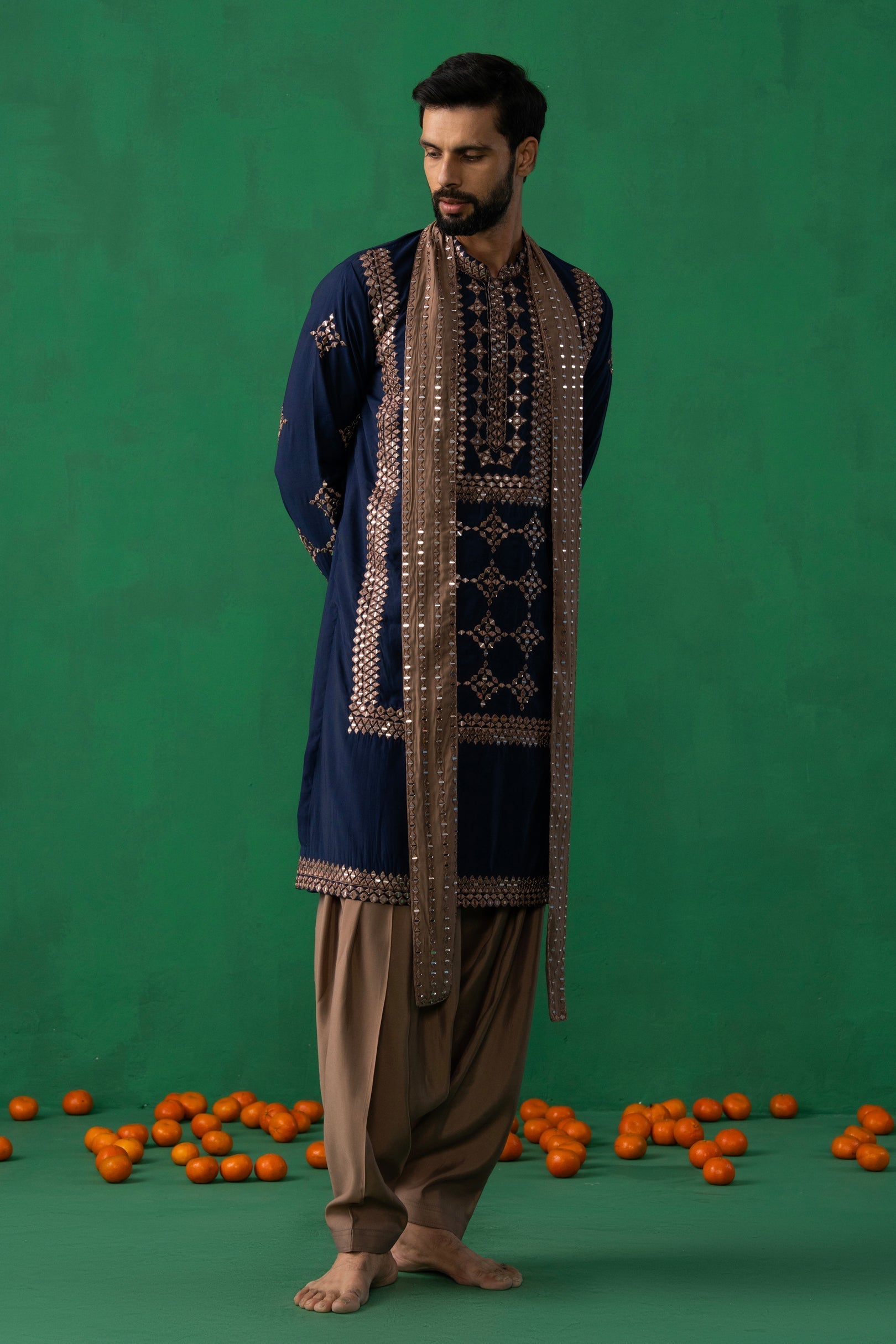 LAKSHAY GAUR in DARPAN NAVY BLUE KURTA SET