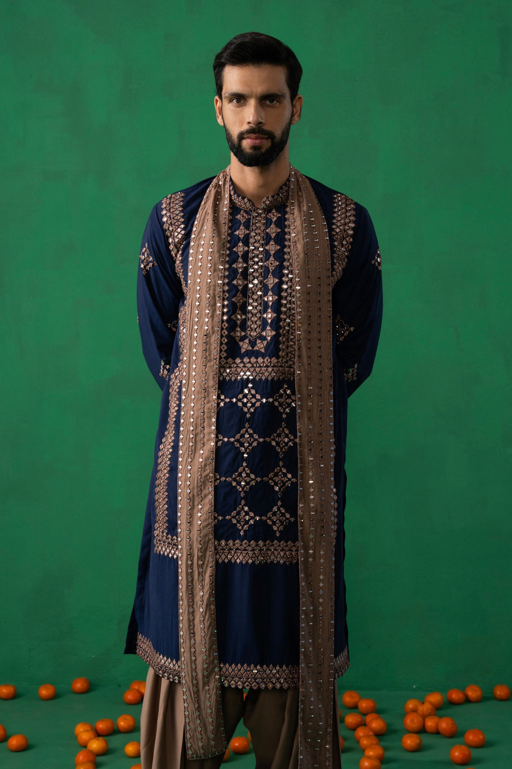 LAKSHAY GAUR in DARPAN NAVY BLUE KURTA SET