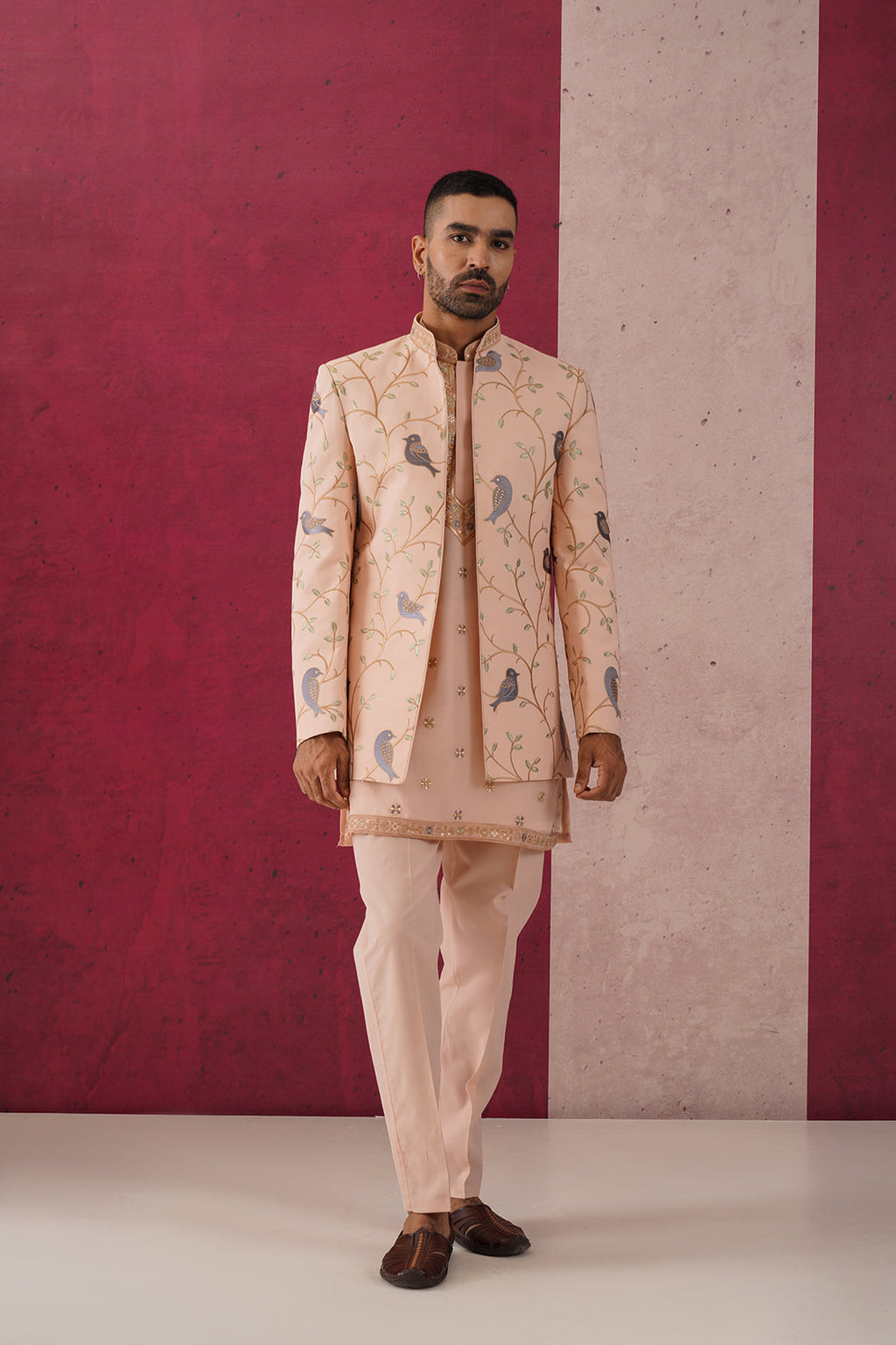 Devan -Peach open jodhpuri Set