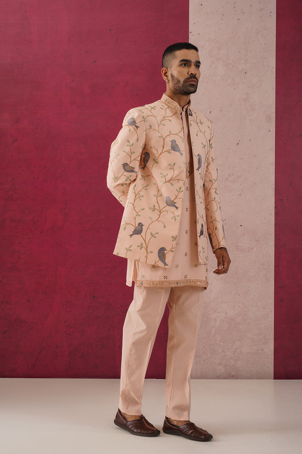 Devan -Peach open jodhpuri Set