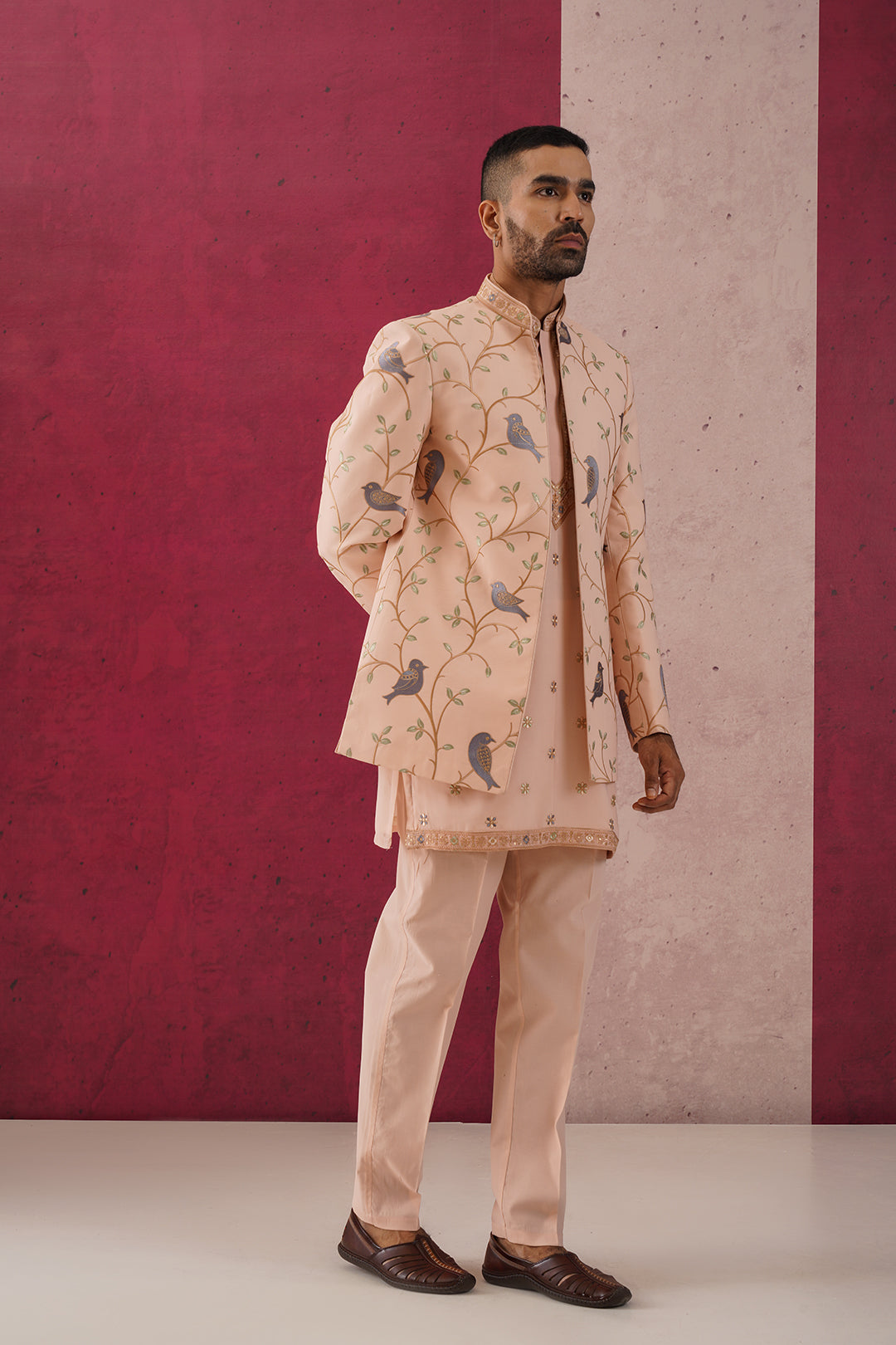 Devan -Peach open jodhpuri Set