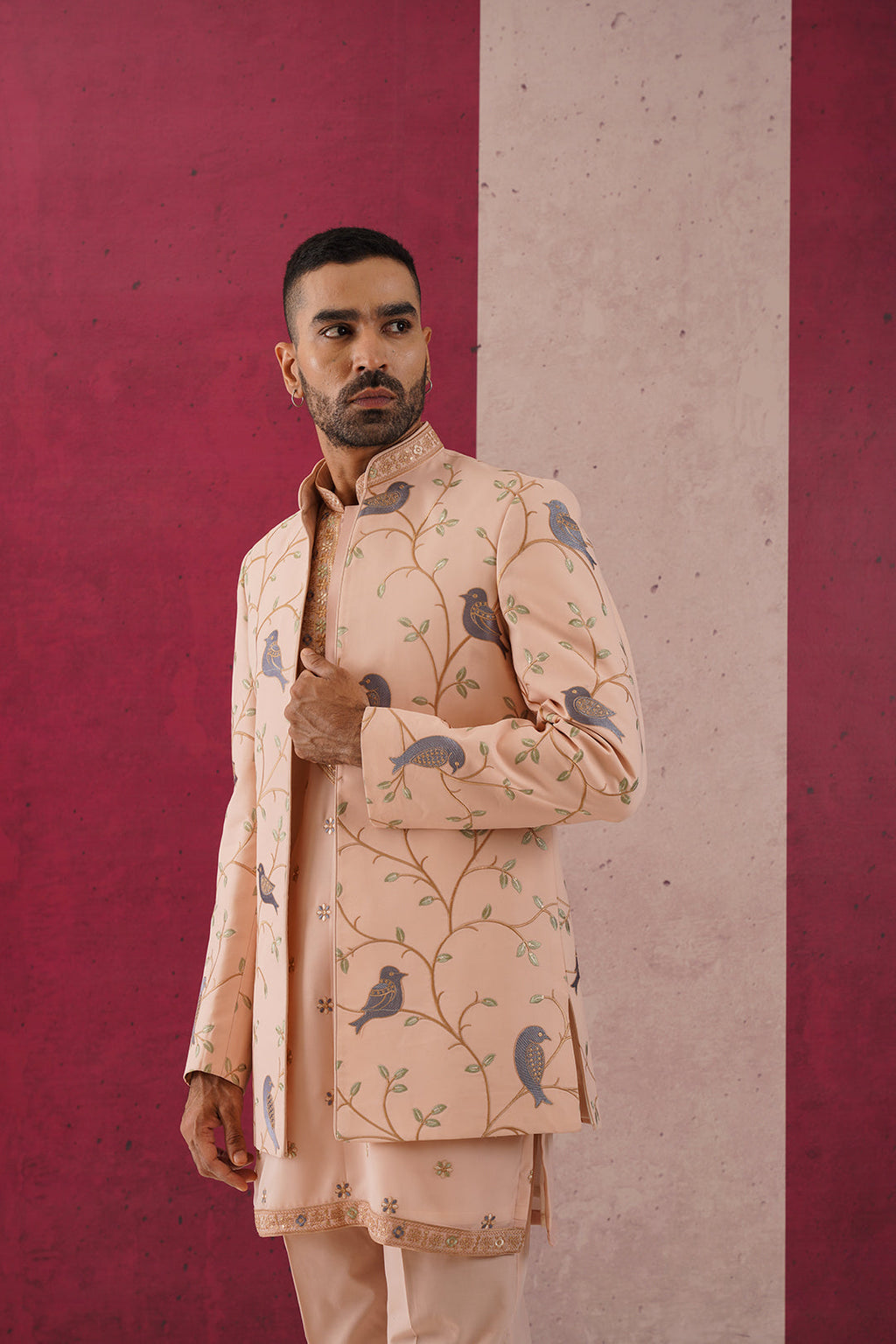 Devan -Peach open jodhpuri Set