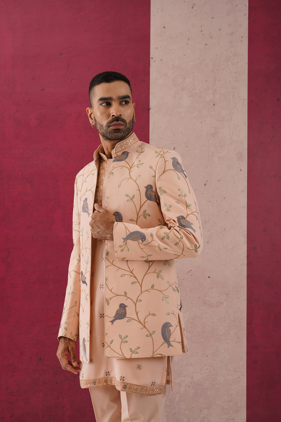 Devan -Peach open jodhpuri Set