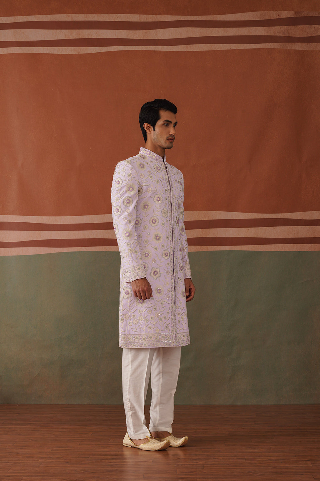 Riyan - Lilac Embroidered Indowestern