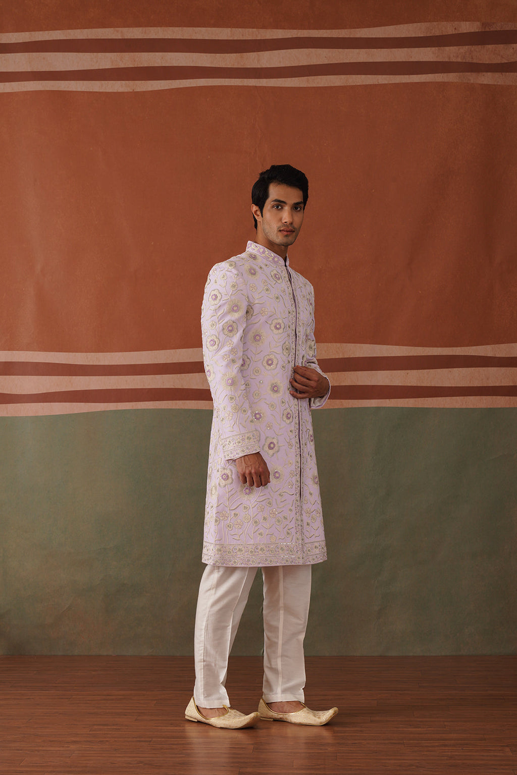 Riyan - Lilac Embroidered Indowestern