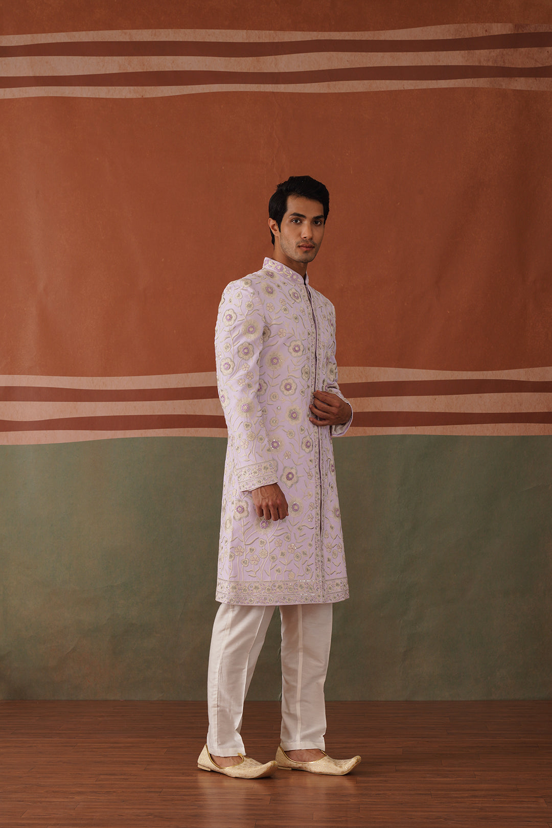 Riyan - Lilac Embroidered Indowestern