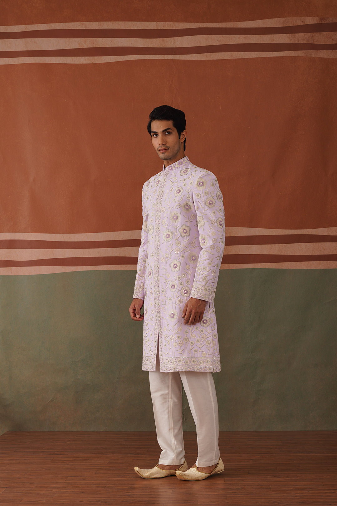 Riyan - Lilac Embroidered Indowestern