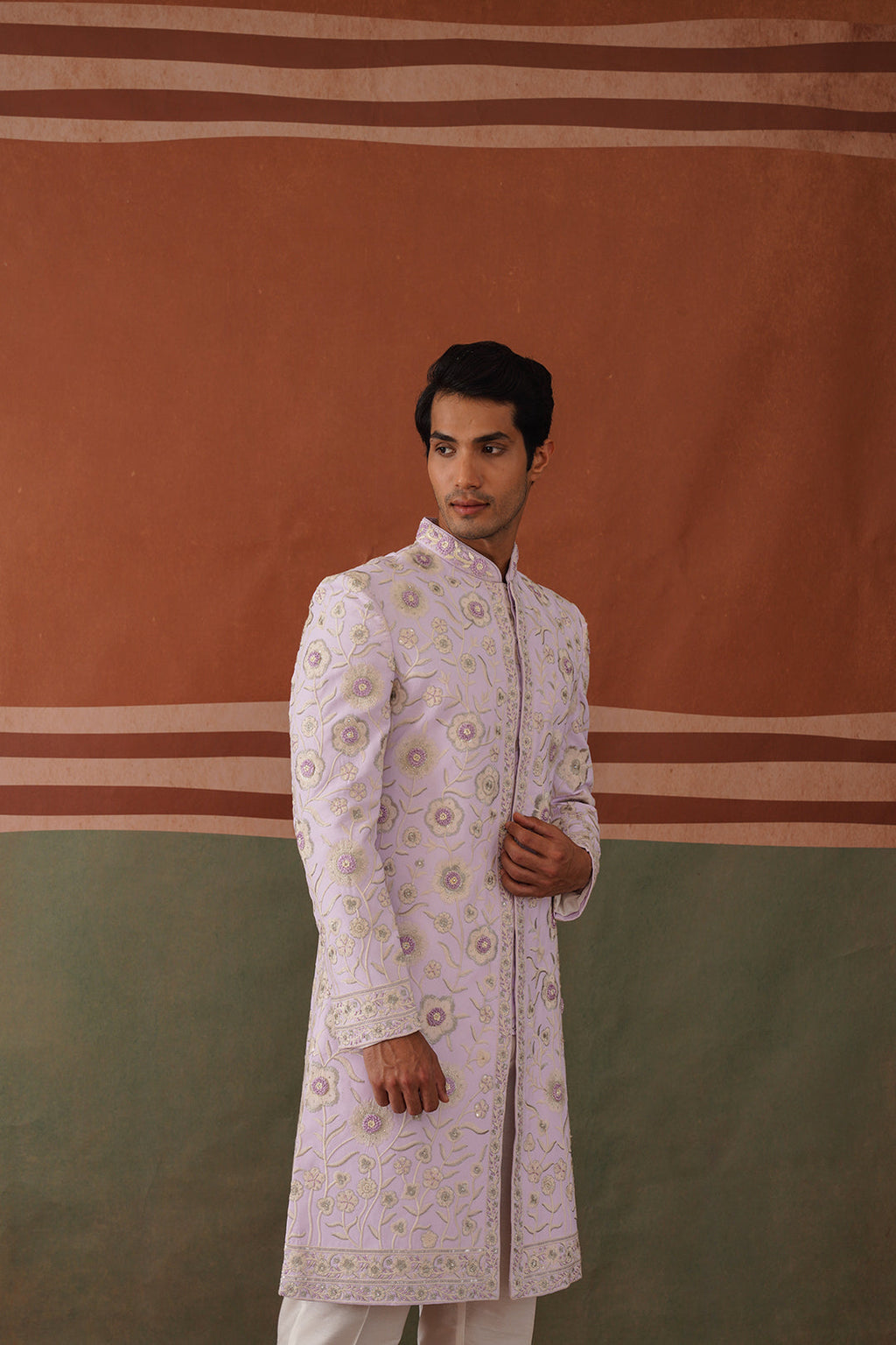 Riyan - Lilac Embroidered Indowestern
