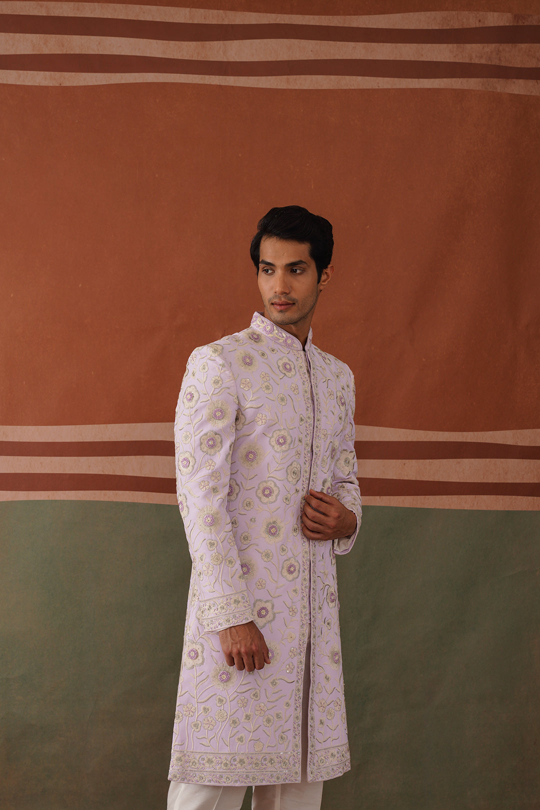 Riyan - Lilac Embroidered Indowestern