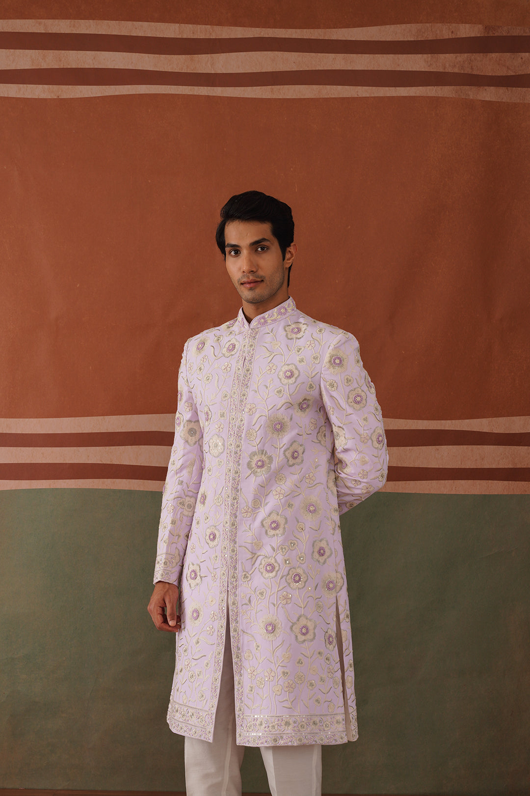 Riyan - Lilac Embroidered Indowestern