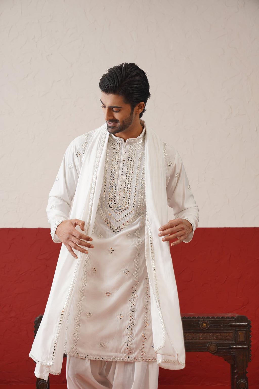 Arnav mirror work Kurta Patiyala Set