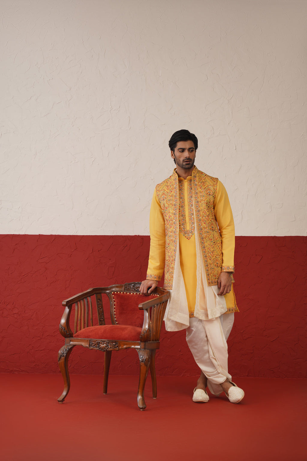 Darsh Jacket Kurta Set with dhoti and dupatta