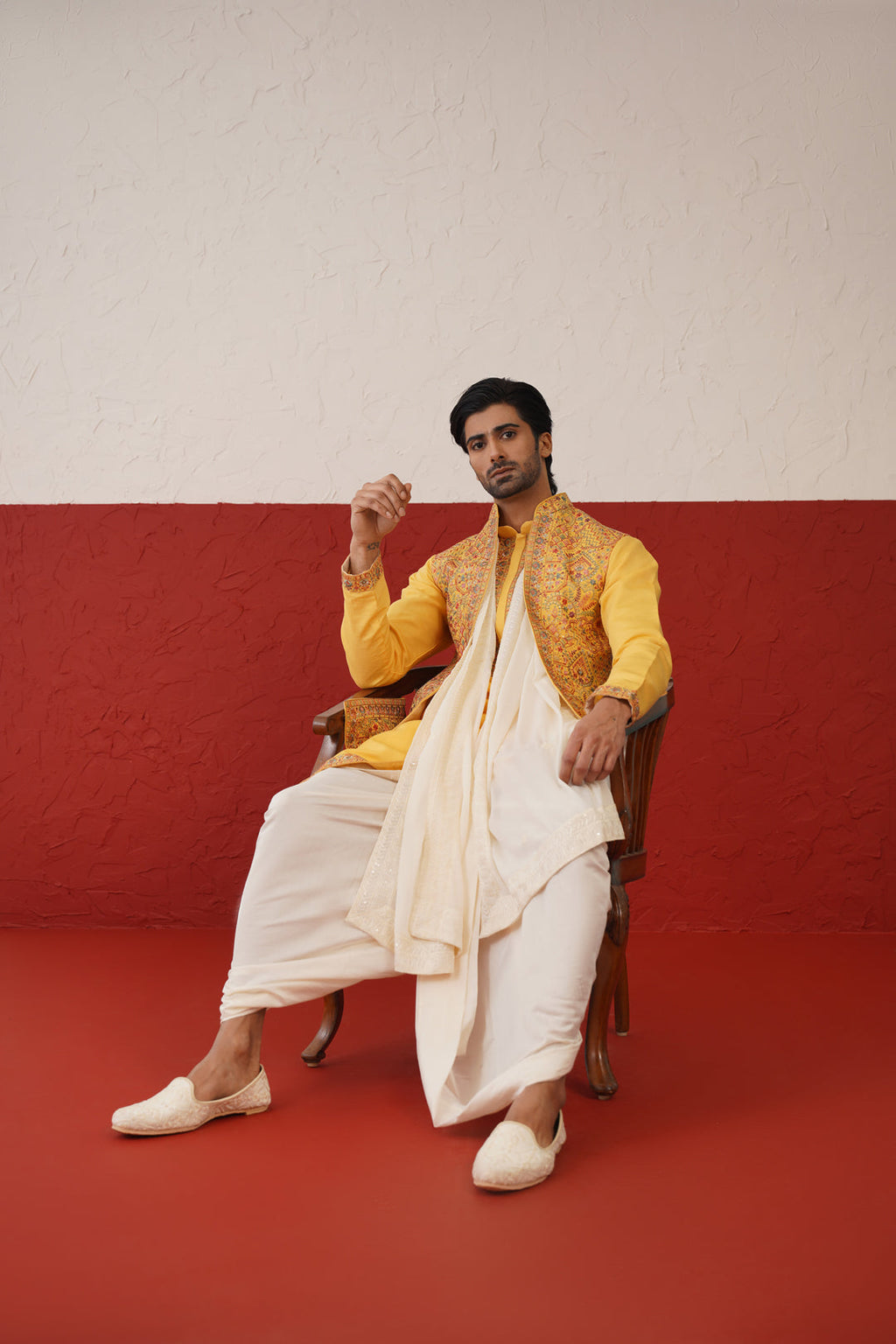 Darsh Jacket Kurta Set with dhoti and dupatta