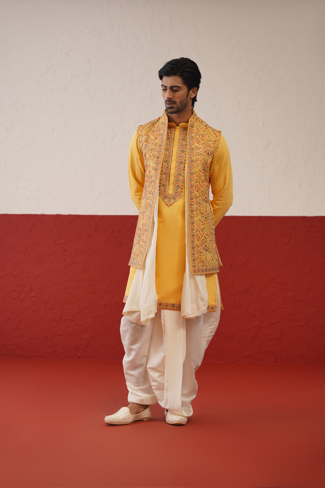 Darsh Jacket Kurta Set with dhoti and dupatta