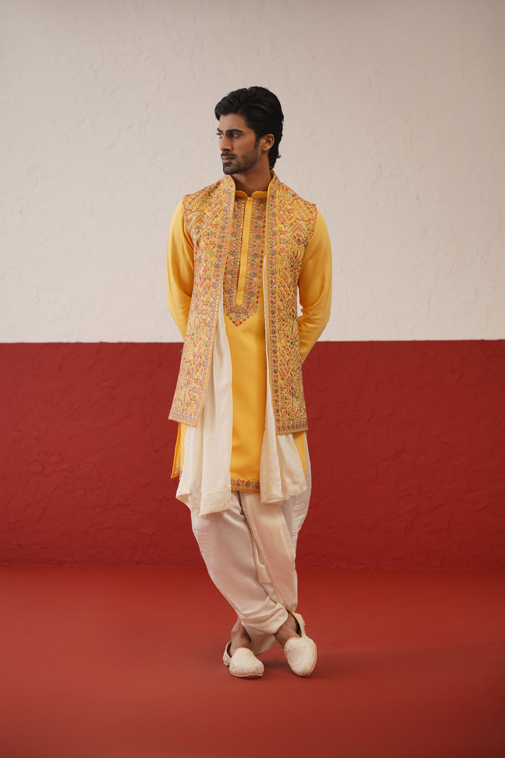 Darsh Jacket Kurta Set with dhoti and dupatta