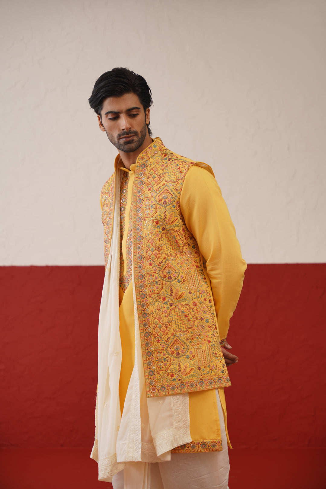Darsh Jacket Kurta Set with dhoti and dupatta