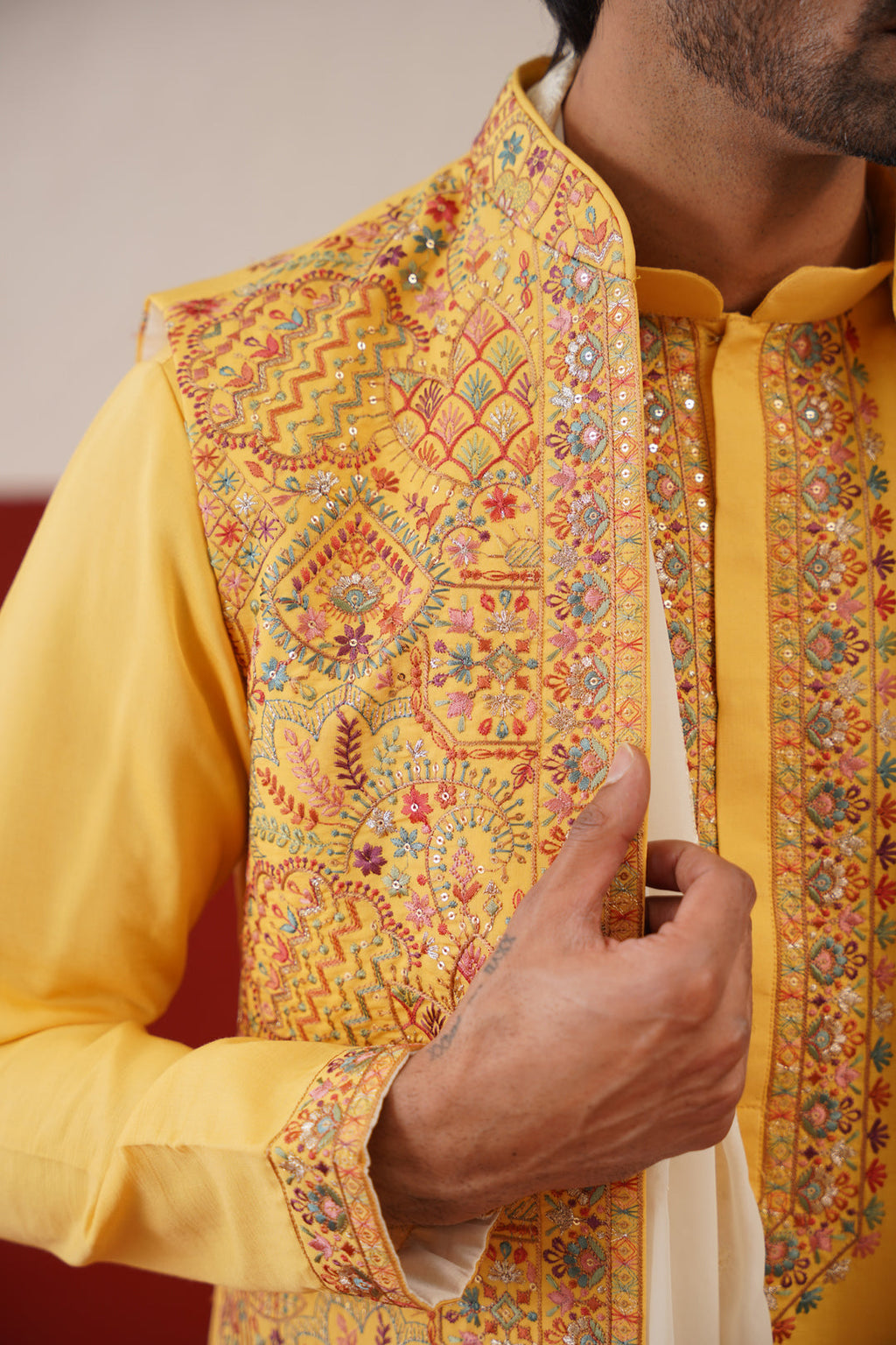 Darsh Jacket Kurta Set with dhoti and dupatta