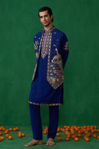 SHAFAN SHEIKH IN FOREST BLUE KURTA JACKET SET