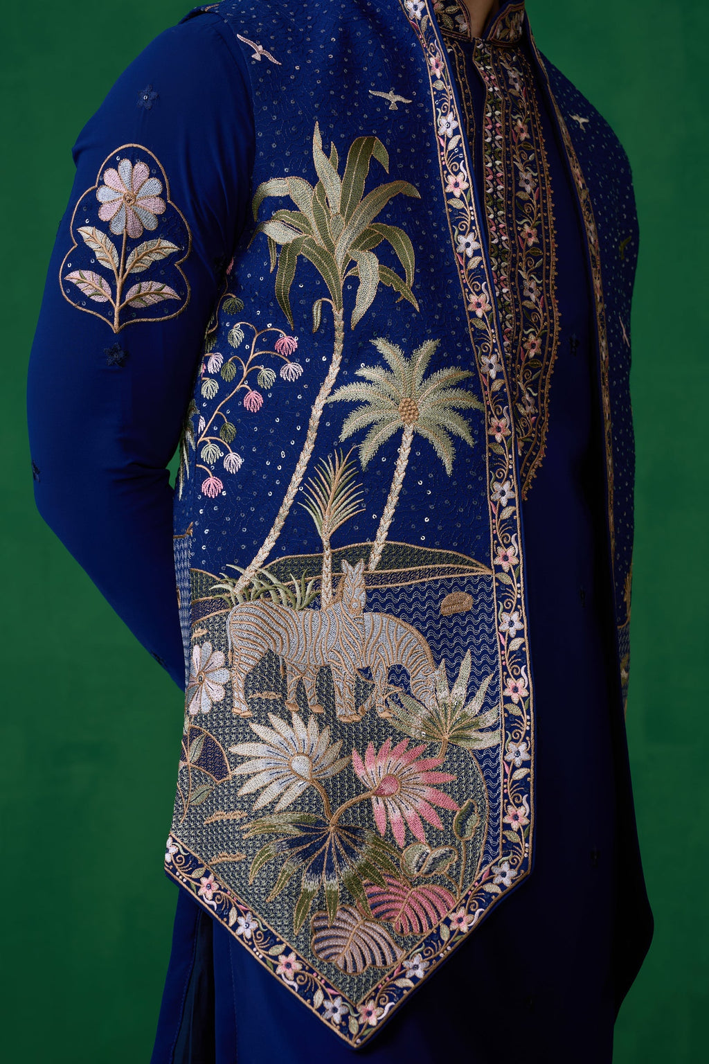 SHAFAN SHEIKH IN FOREST BLUE KURTA JACKET SET
