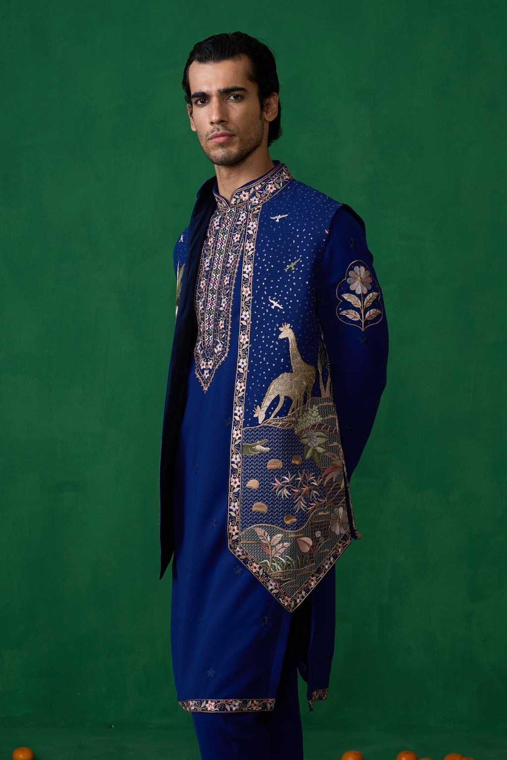 SHAFAN SHEIKH IN FOREST BLUE KURTA JACKET SET
