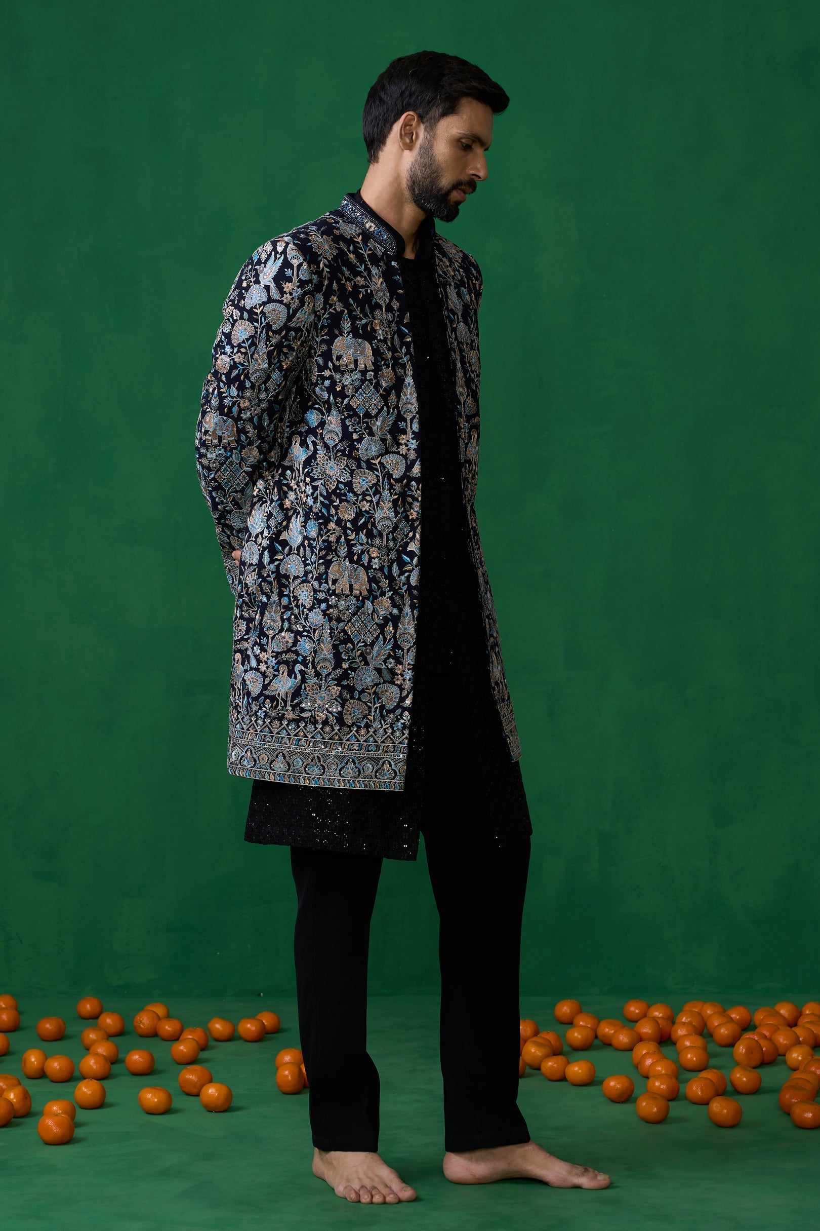 ASHNEER GROVER IN GARDEN NAVY BLUE INDOWESTERN SET