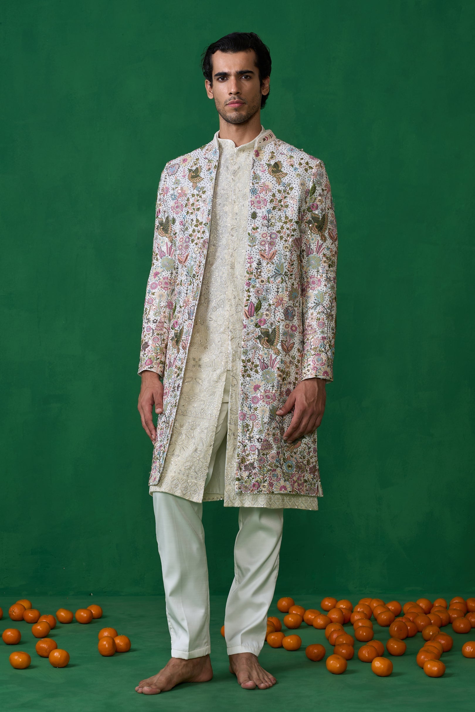MOHSIN KHAN IN PHOOLPANKH IVORY INDOWESTERN SET