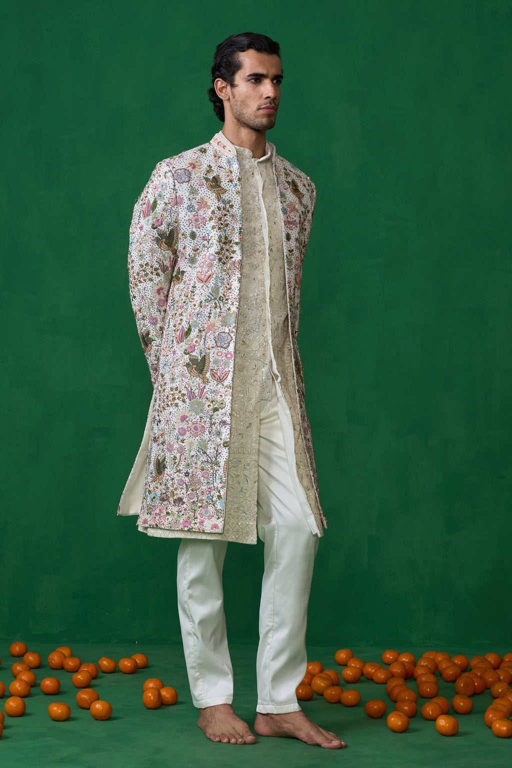 MOHSIN KHAN IN PHOOLPANKH IVORY INDOWESTERN SET