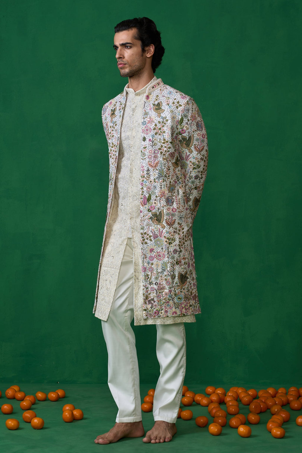 MOHSIN KHAN IN PHOOLPANKH IVORY INDOWESTERN SET