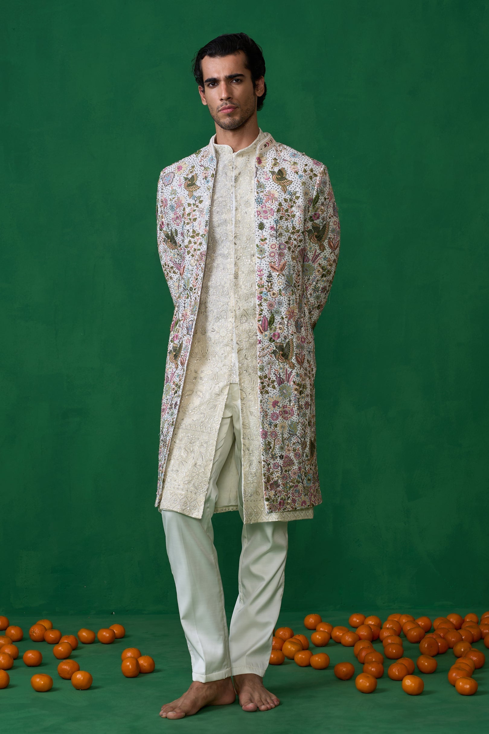 MOHSIN KHAN IN PHOOLPANKH IVORY INDOWESTERN SET