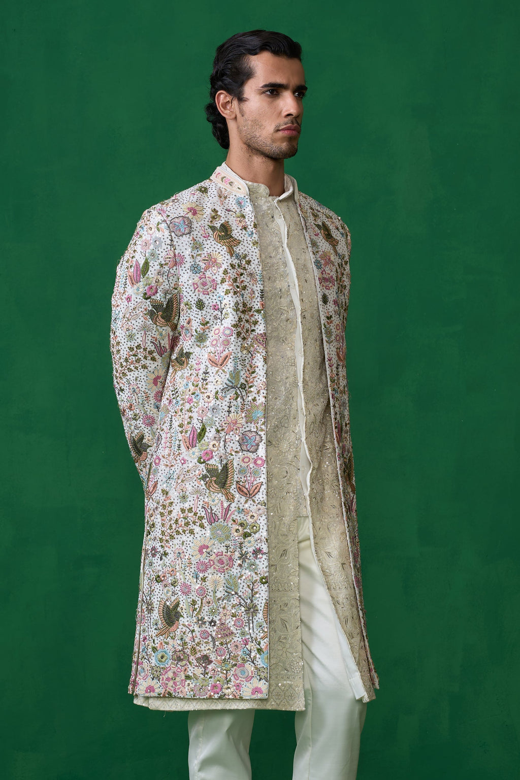 MOHSIN KHAN IN PHOOLPANKH IVORY INDOWESTERN SET