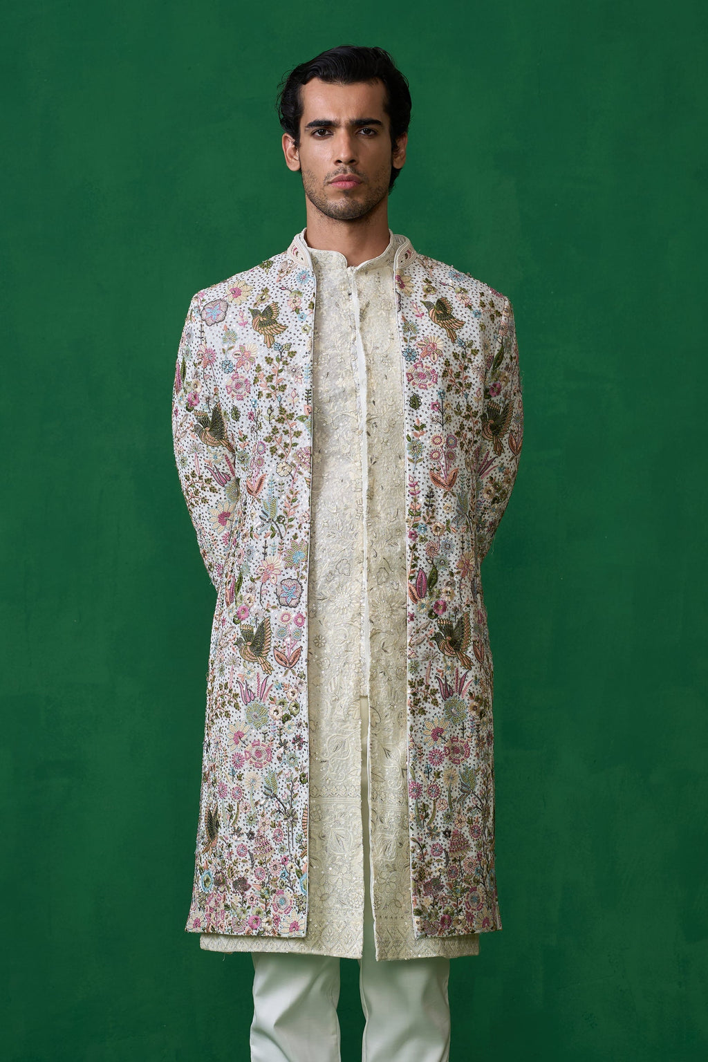 MOHSIN KHAN IN PHOOLPANKH IVORY INDOWESTERN SET