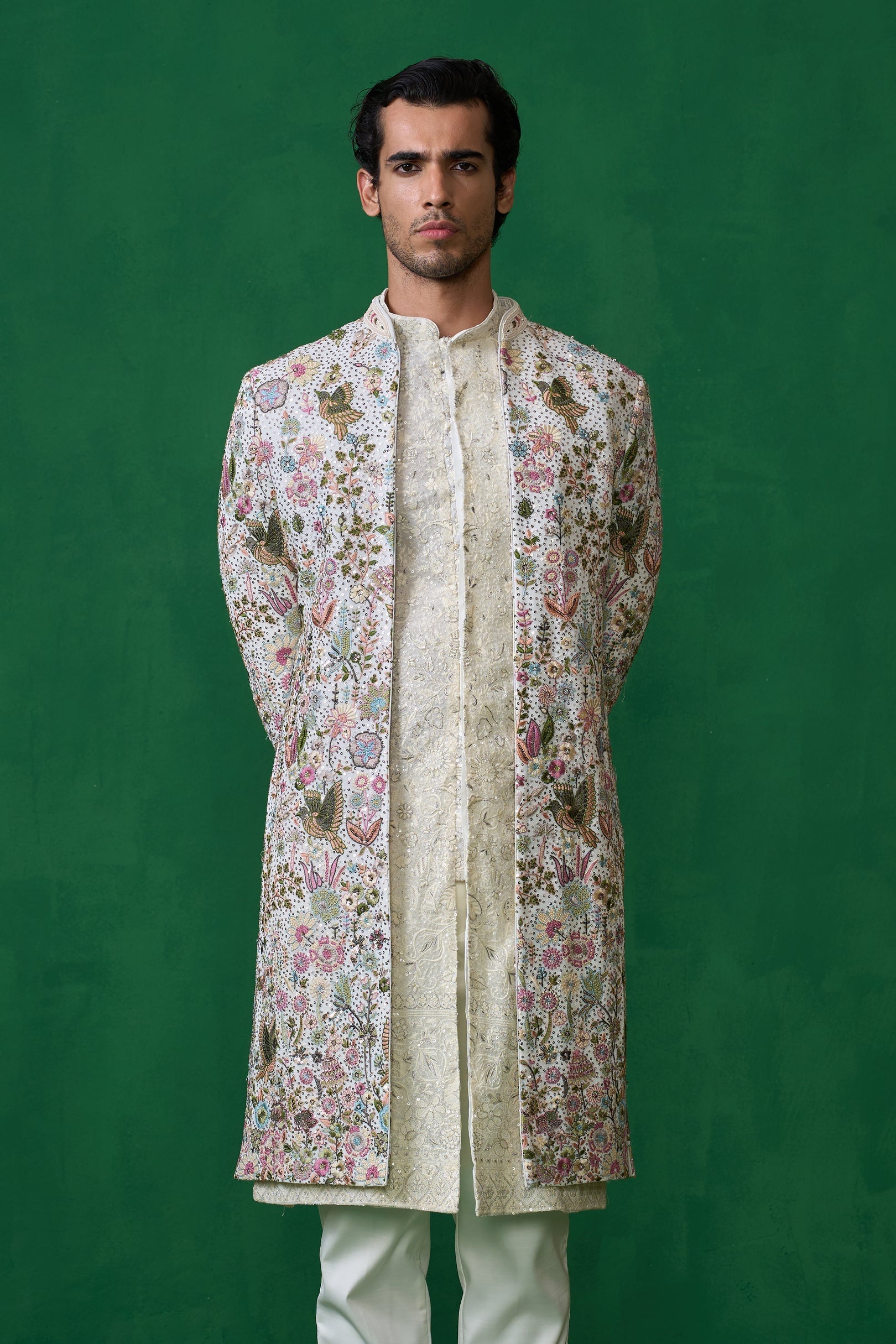 MOHSIN KHAN IN PHOOLPANKH IVORY INDOWESTERN SET