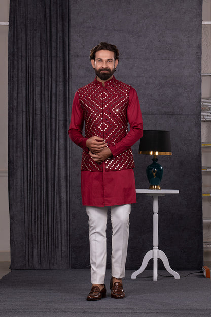 RED JACKET WITH KURTA