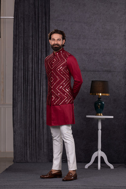 RED JACKET WITH KURTA