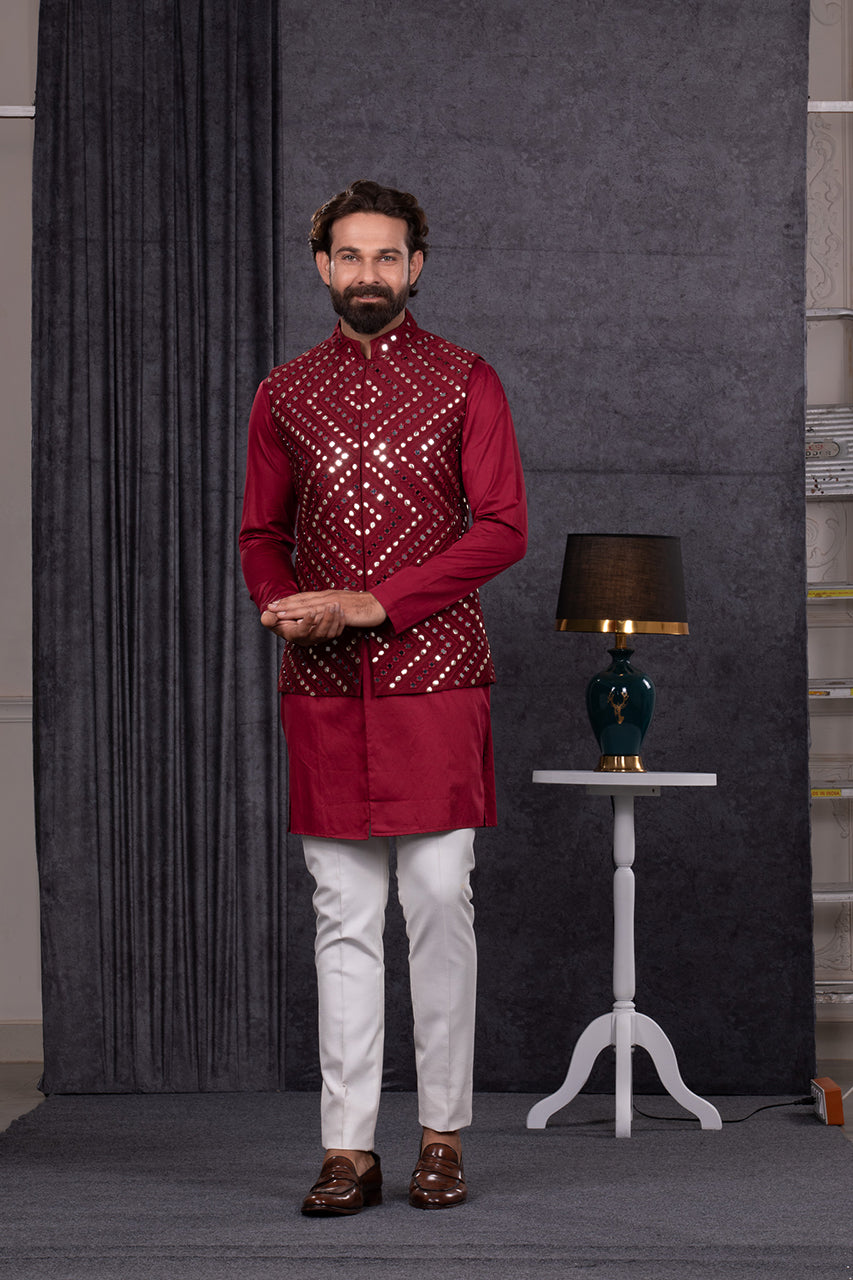 RED JACKET WITH KURTA