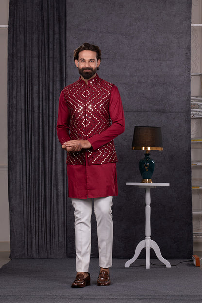 RED JACKET WITH KURTA