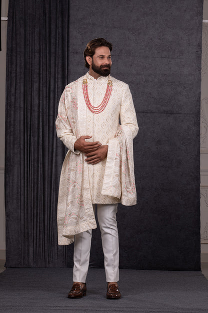 CREAM SHERWANI SET