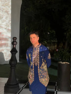 SHAFAN SHEIKH IN FOREST BLUE KURTA JACKET SET