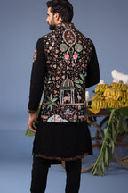 Rithvikk Dhanjani in Dawar Black Kurta Jacket Set