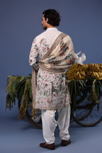 Rishabh Jaiswal in Jibran Giraffe Ivory Kurta Set